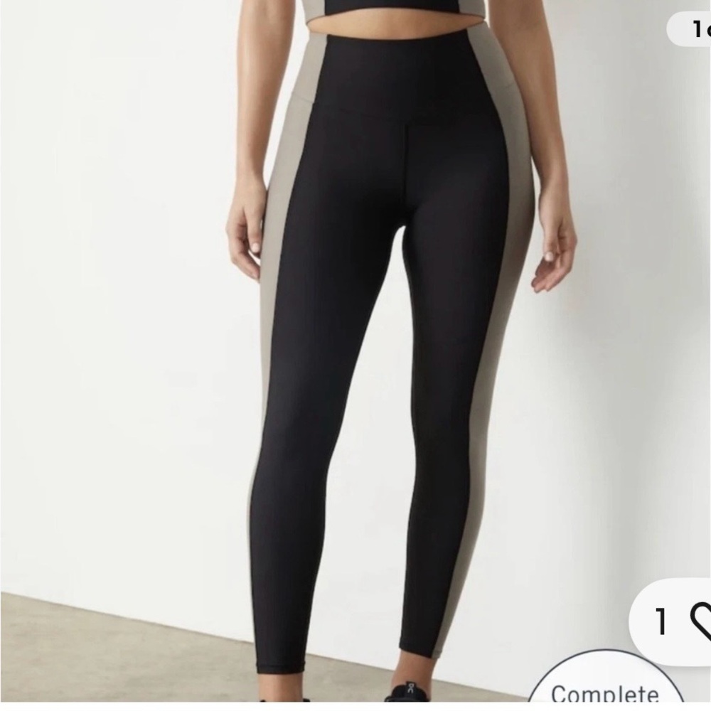 Abercrombie YPB SculptLUX Curve Love 7/8 Length Leggings Colorblock Black Tan